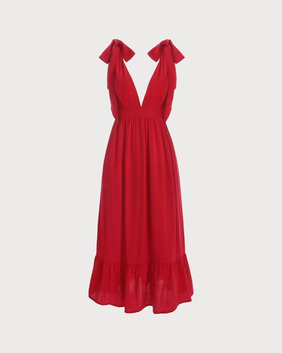 The Tie Strap Deep V Neck Maxi Dress sold by rihoas product image thumbnail 7
