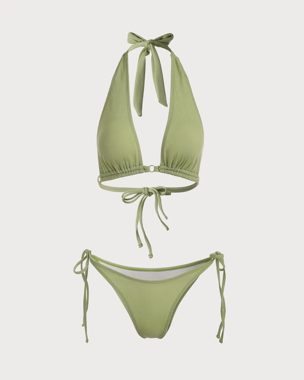 The Green Halter Tie Back Bikini Set sold by rihoas product image thumbnail 5