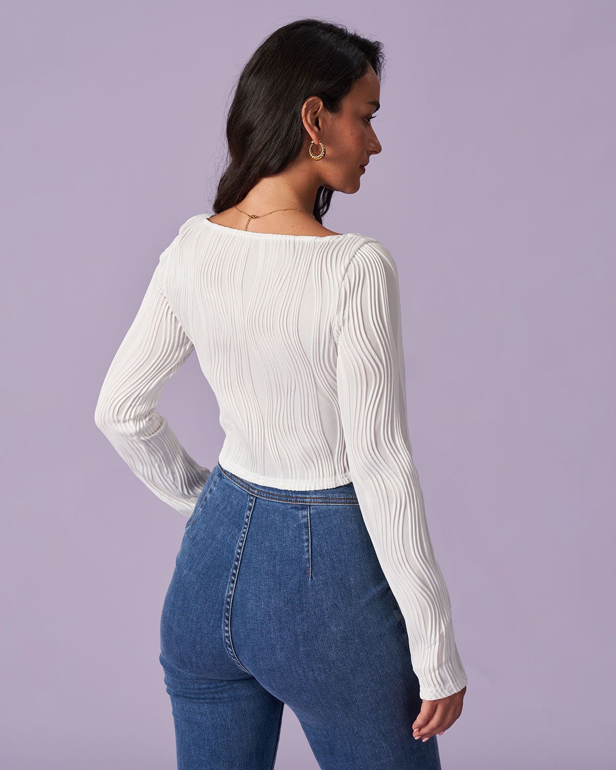 The White Square Neck Wave Curved Hem Tee sold by rihoas product image thumbnail 6