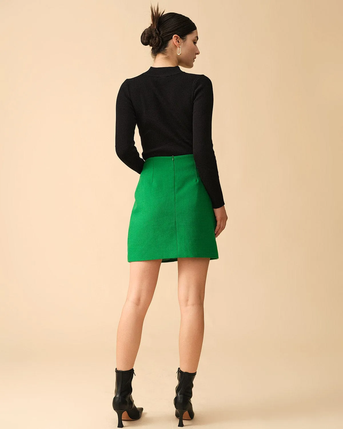 The Solid High-waisted Mini Skirt sold by rihoas product image thumbnail 5