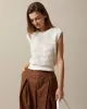 The Beige Sleeveless Pointelle Ribbed Knit Vest sold by rihoas