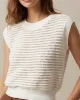 The Beige Sleeveless Pointelle Ribbed Knit Vest sold by rihoas