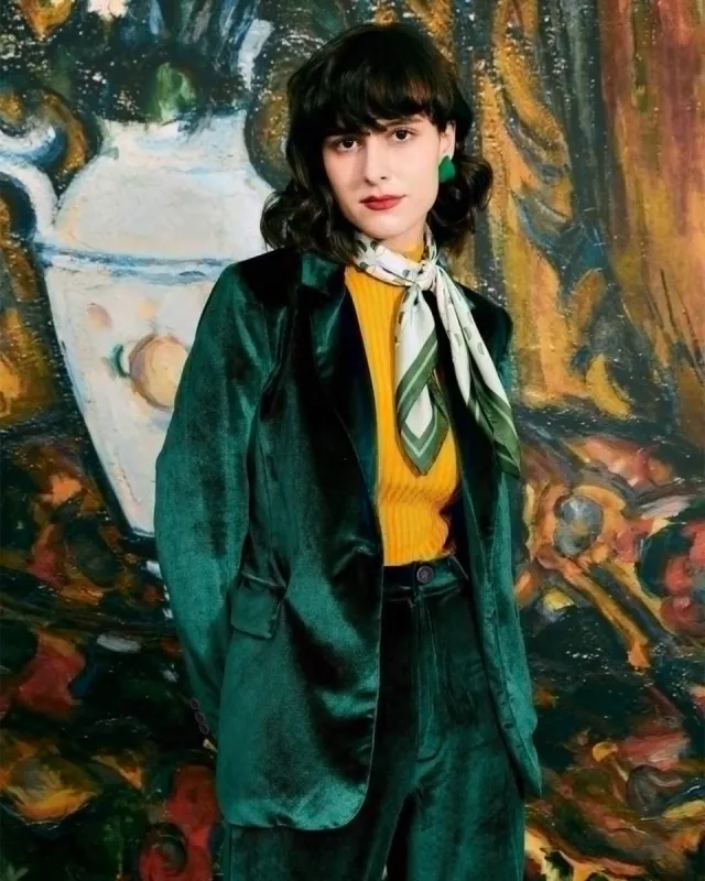 The Casual One Button Green Velvet Blazer sold by rihoas