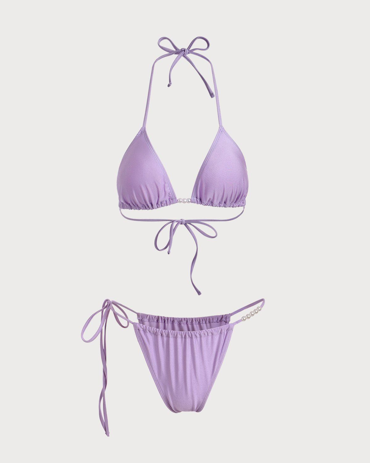 The Purple V Neck Halter Bikini Set sold by rihoas product image thumbnail 5