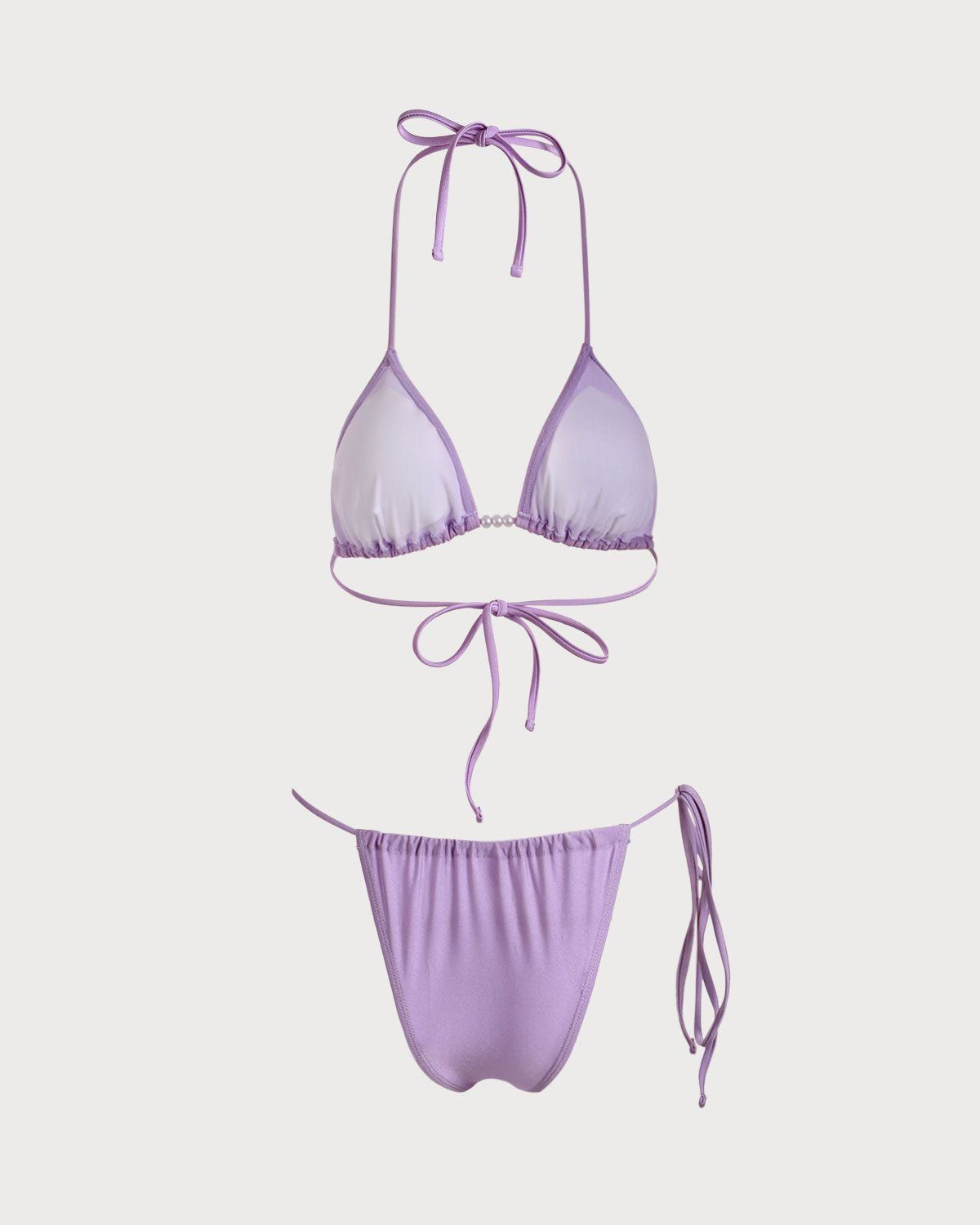 The Purple V Neck Halter Bikini Set sold by rihoas product image thumbnail 6