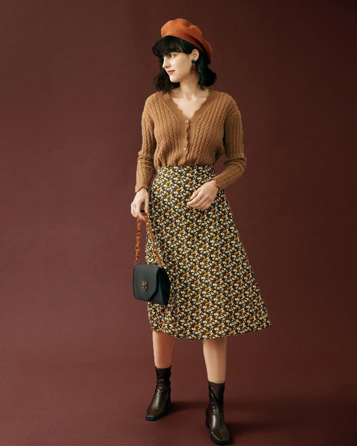 The Floral A-line Midi Skirt sold by rihoas product image thumbnail 3