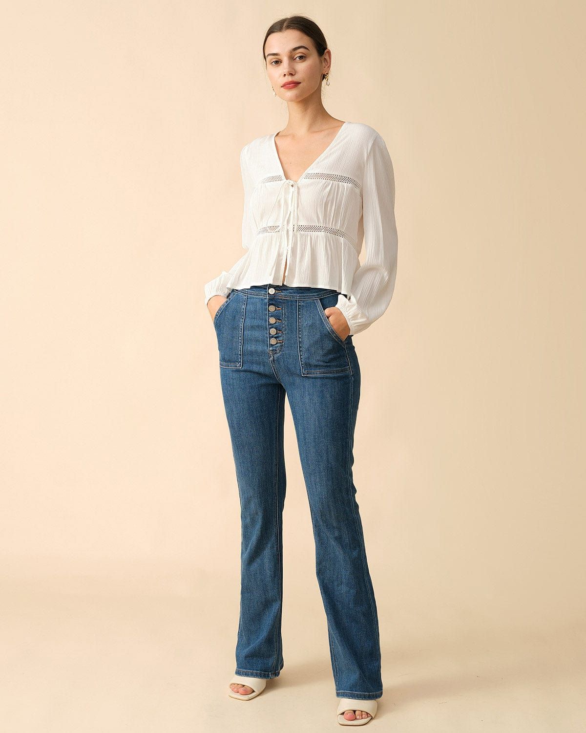 The Spliced Tie Front Cutout Blouse sold by rihoas product image thumbnail 4