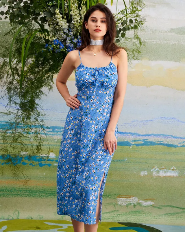 The Floral Tie Front Midi Dress sold by rihoas