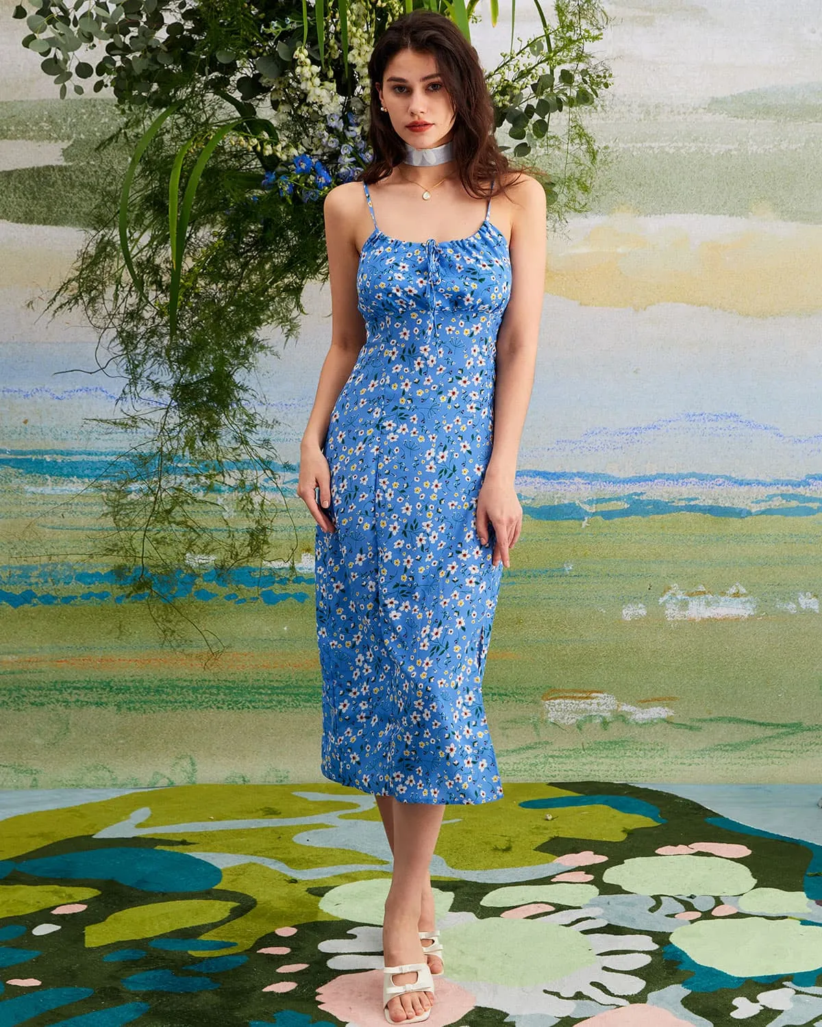 The Floral Tie Front Midi Dress sold by rihoas product image thumbnail 4