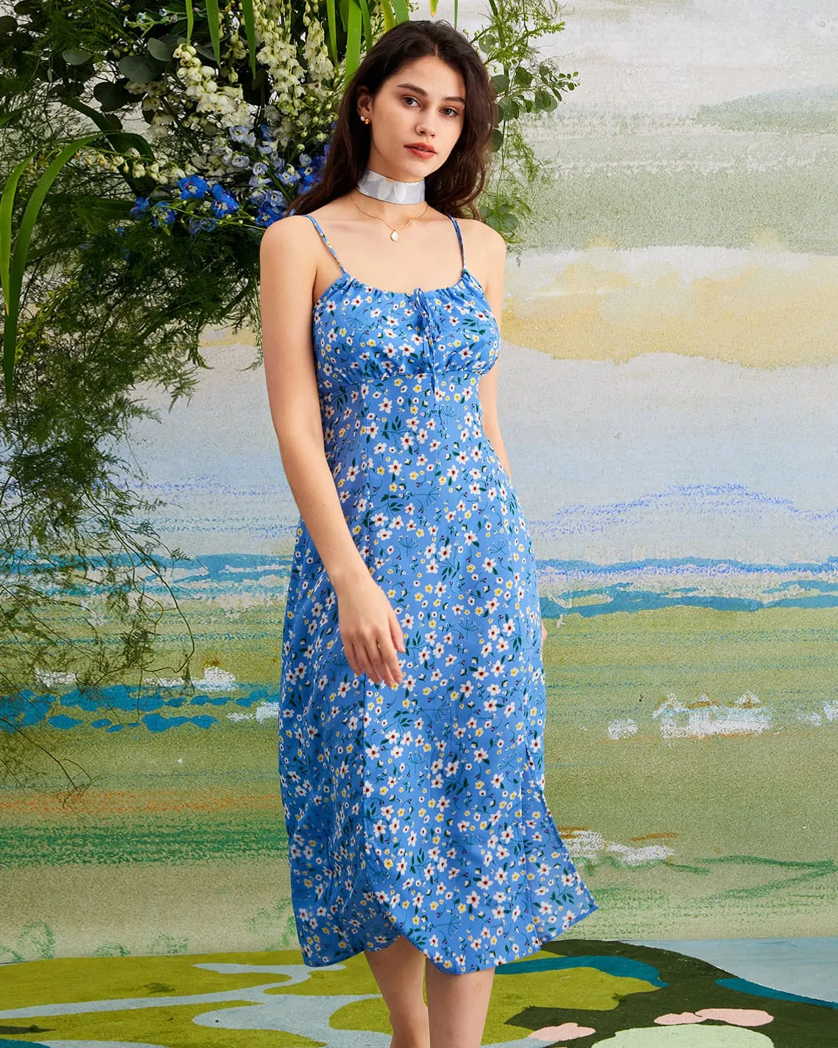 The Floral Tie Front Midi Dress sold by rihoas product image thumbnail 3