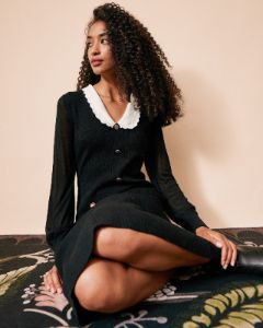 The Color Block Long Sleeve Knit Midi Dress sold by rihoas