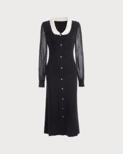 The Color Block Long Sleeve Knit Midi Dress sold by rihoas