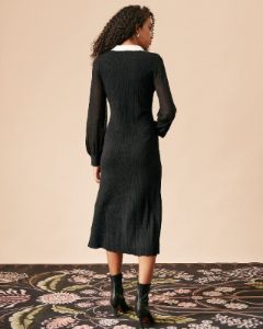 The Color Block Long Sleeve Knit Midi Dress sold by rihoas