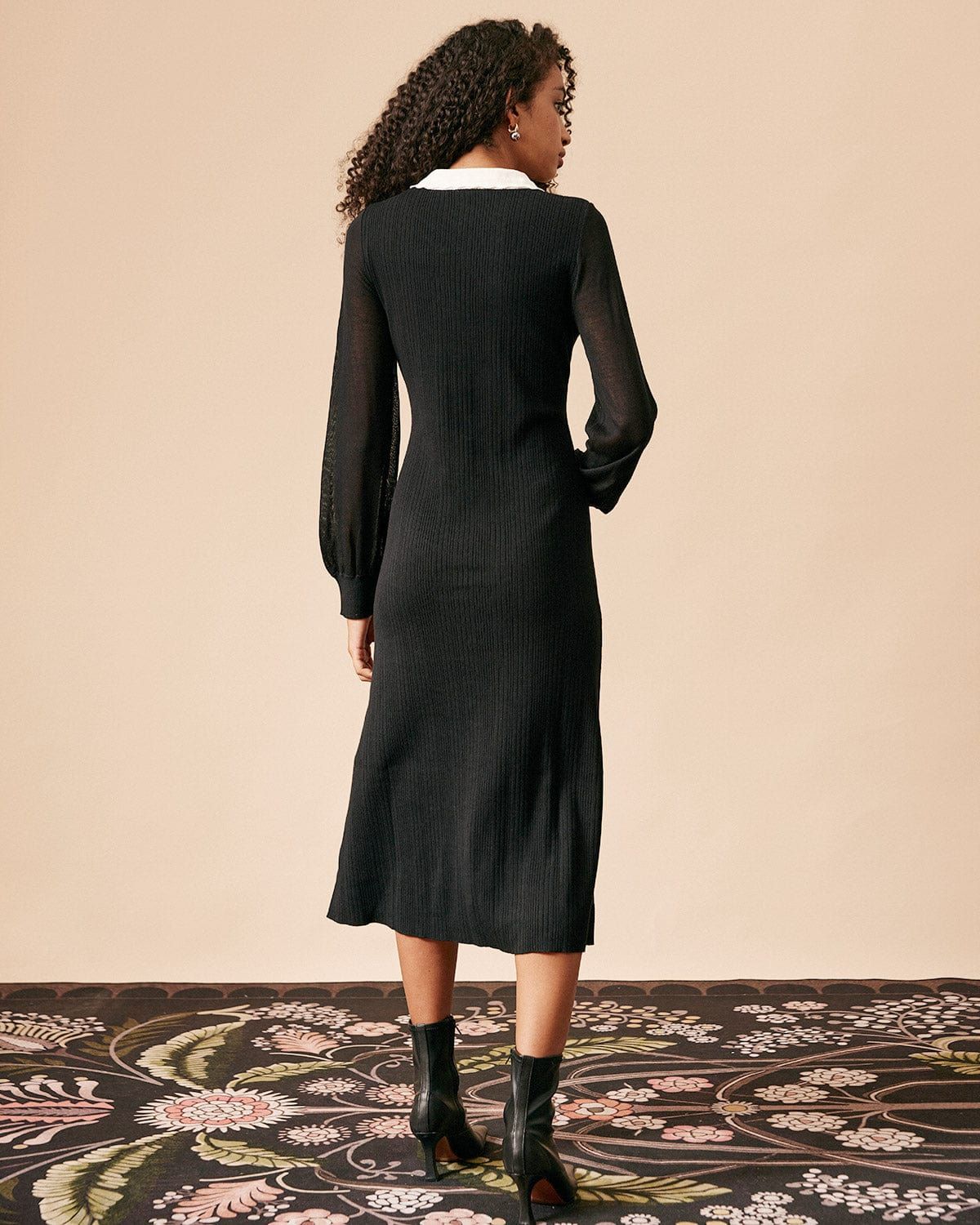 The Color Block Long Sleeve Knit Midi Dress sold by rihoas product image thumbnail 5
