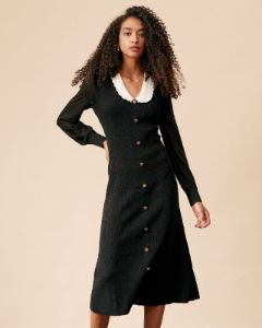 The Color Block Long Sleeve Knit Midi Dress sold by rihoas