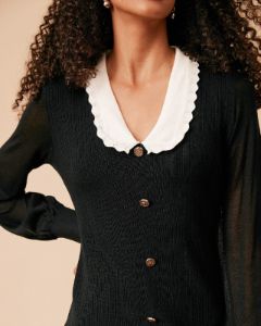 The Color Block Long Sleeve Knit Midi Dress sold by rihoas