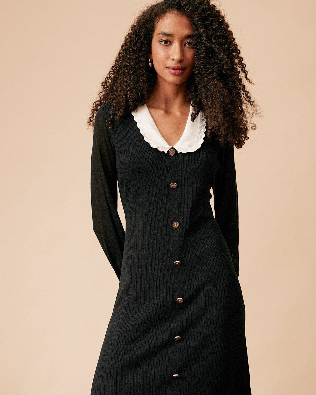 The Color Block Long Sleeve Knit Midi Dress sold by rihoas product image thumbnail 4