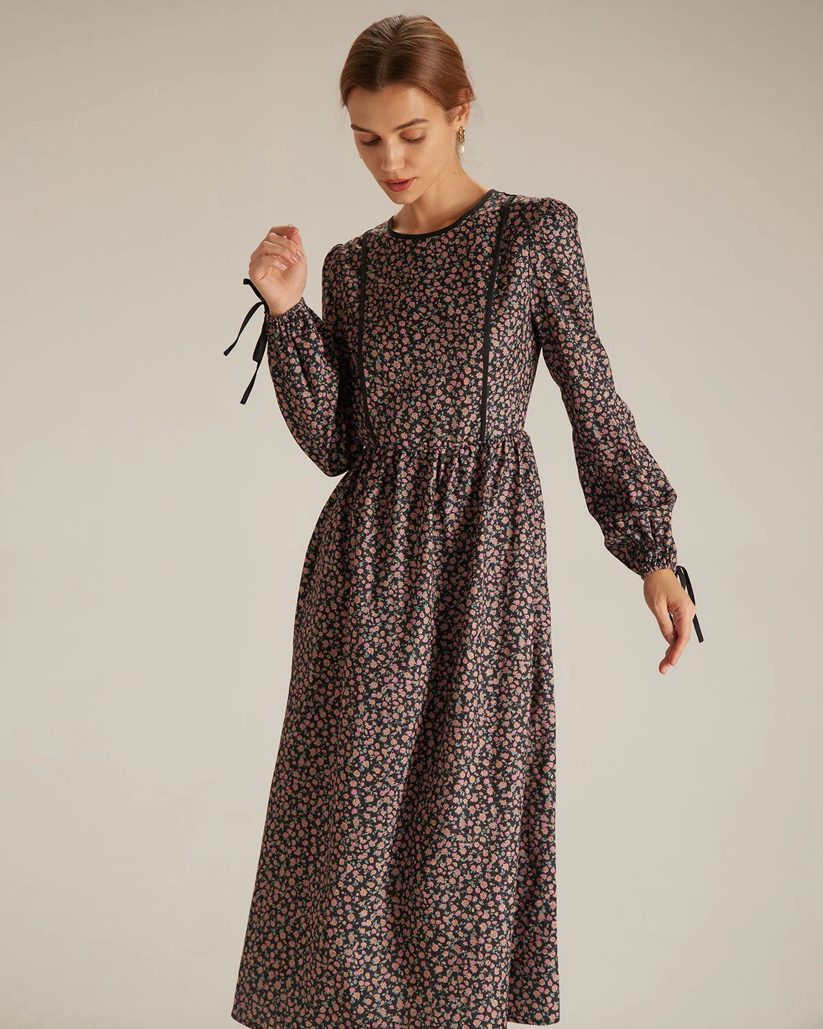 The Black Floral Hollow Out Back Maxi Dress sold by rihoas product image thumbnail 3