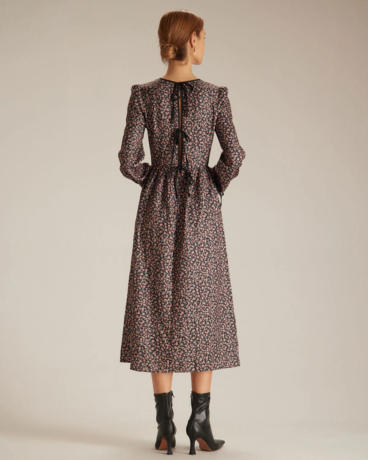 The Black Floral Hollow Out Back Maxi Dress sold by rihoas product image thumbnail 4