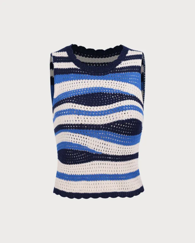 Women's Blue Striped Knit Tank sold by rihoas