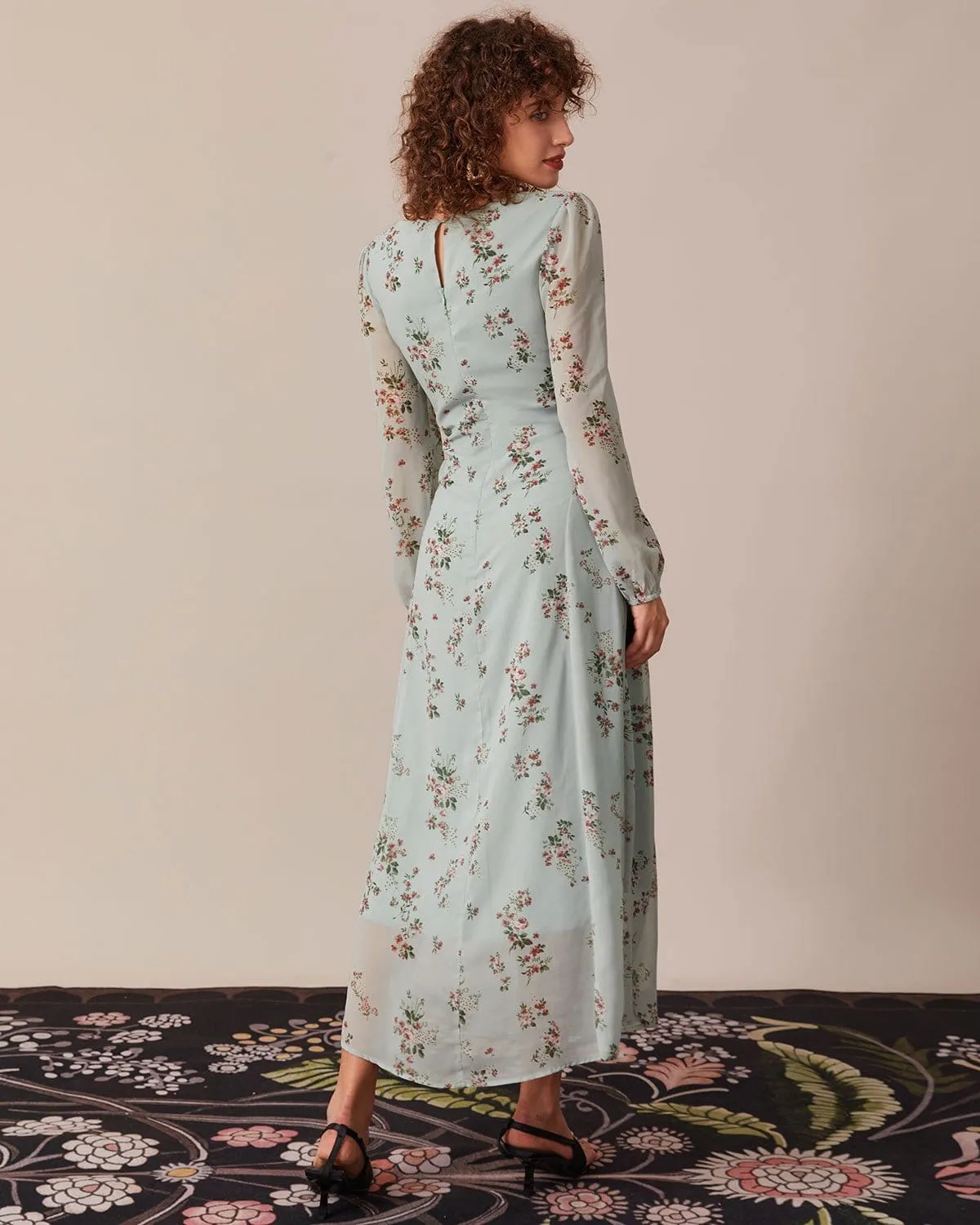 The Green Floral See Through Maxi Dress sold by rihoas product image thumbnail 5