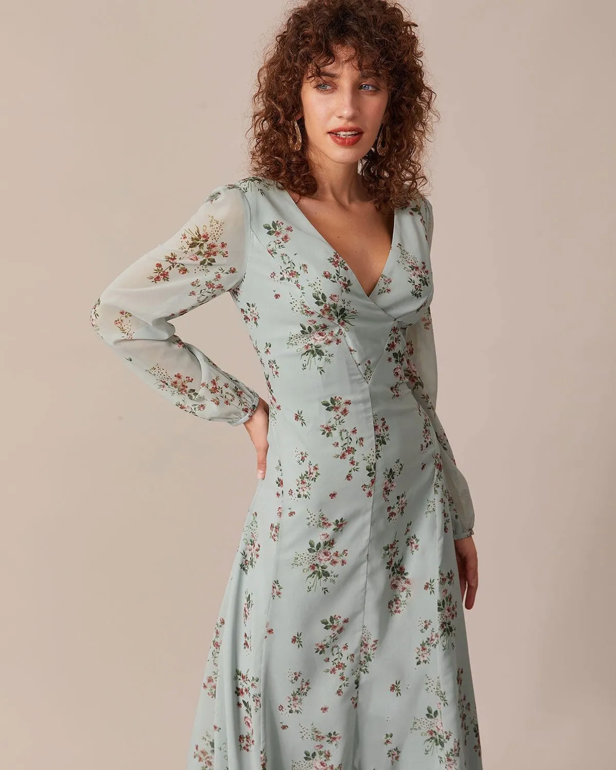 The Green Floral See Through Maxi Dress sold by rihoas product image thumbnail 3