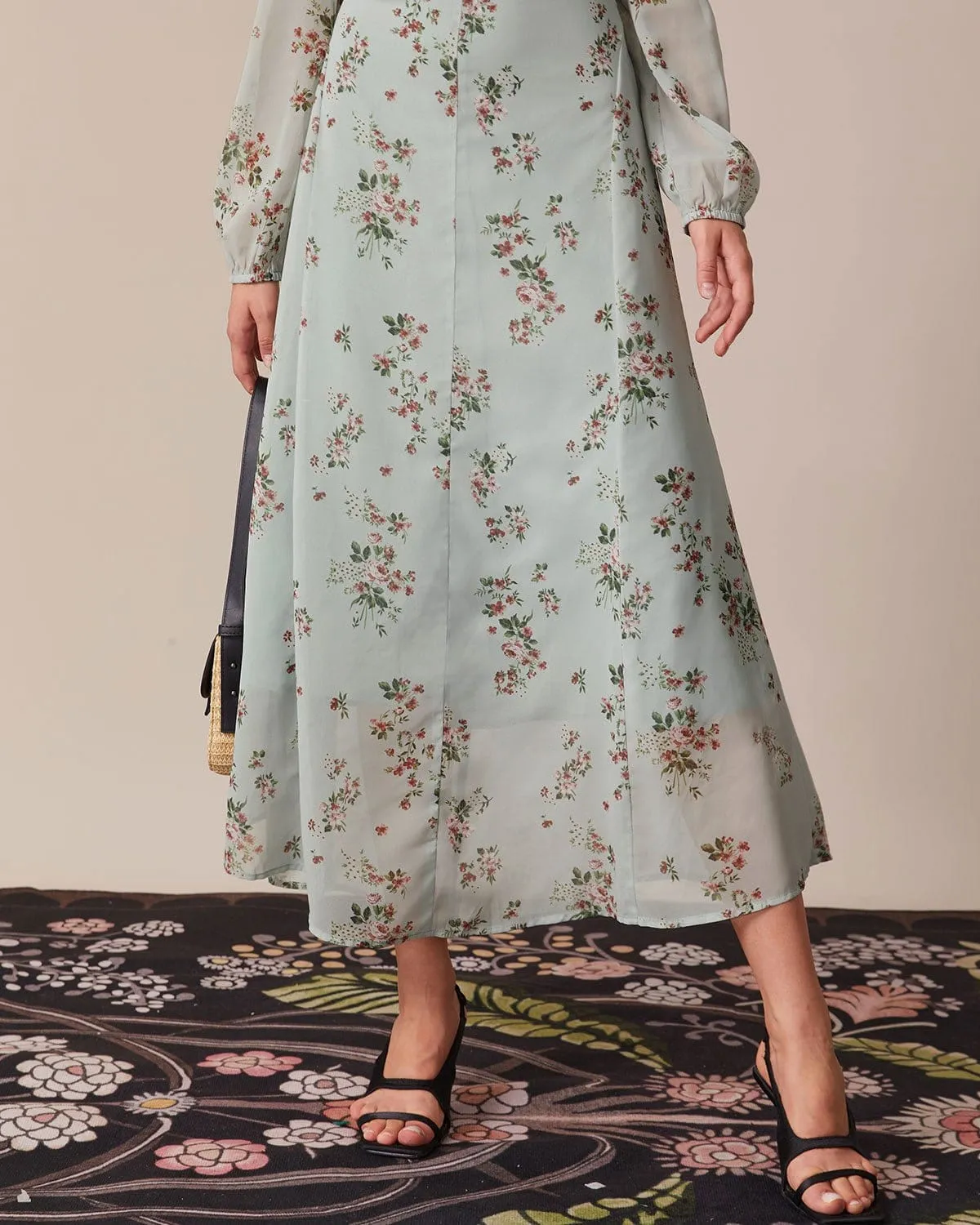 The Green Floral See Through Maxi Dress sold by rihoas product image thumbnail 4