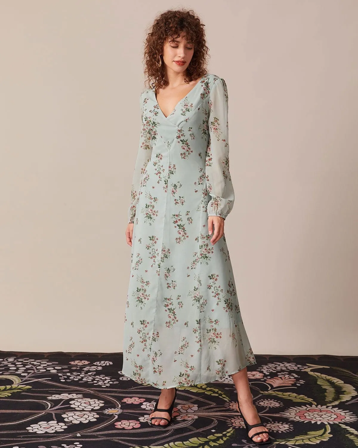 The Green Floral See Through Maxi Dress sold by rihoas product image thumbnail 2