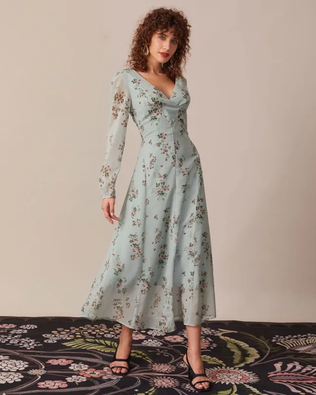 The Green Floral See Through Maxi Dress sold by rihoas