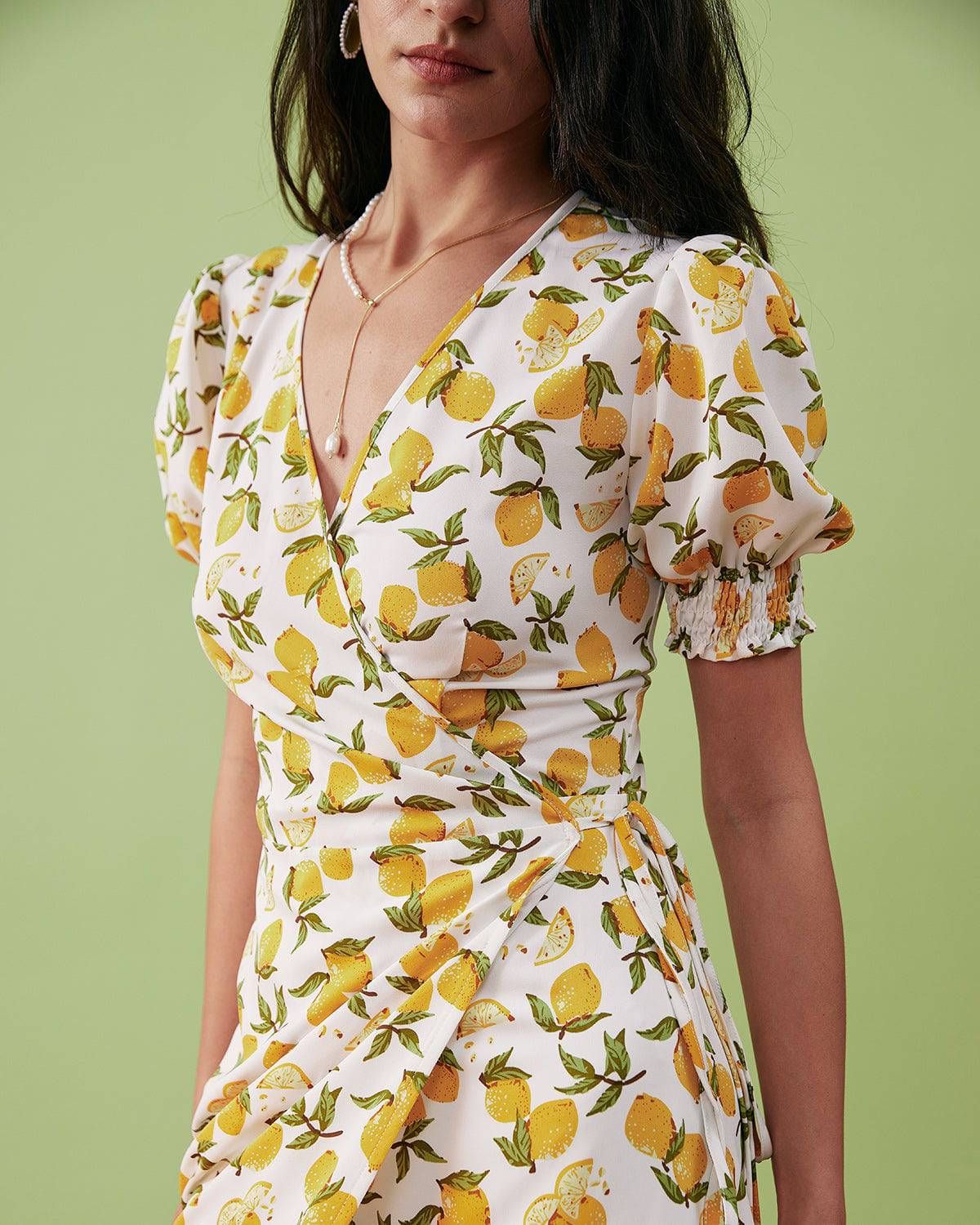 The Orange Fruit Print Wrap Midi Dress sold by rihoas product image thumbnail 3