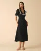 The Polka Dot Lace Trim Midi Dress sold by rihoas