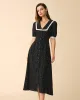 The Polka Dot Lace Trim Midi Dress sold by rihoas