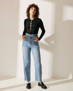 The Premium-fabric Tassel Wide Leg Jeans sold by rihoas