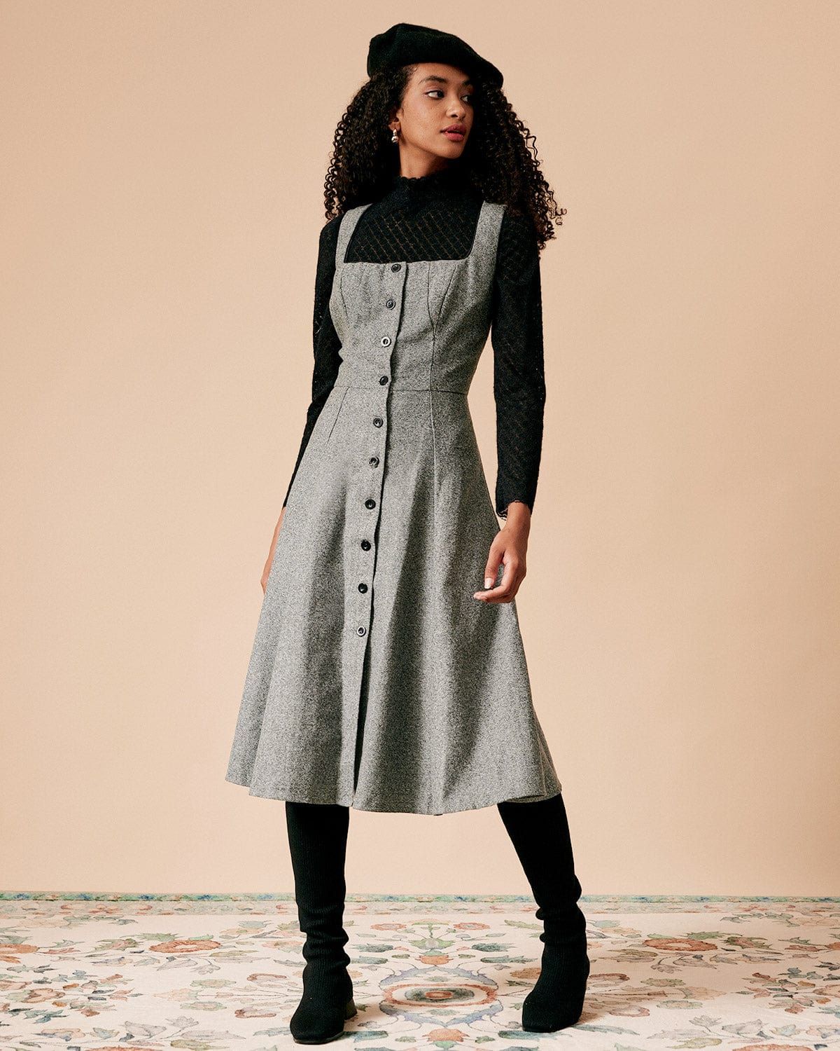 The Square Neck Sleeveless Pleated Midi Dress sold by rihoas