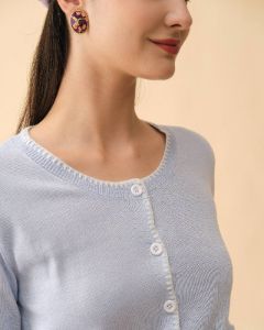The Plain Round Neck Single-breasted Cardigan sold by rihoas