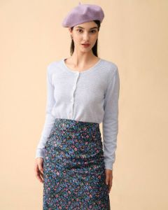 The Plain Round Neck Single-breasted Cardigan sold by rihoas