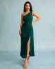 The Green One Shoulder Sleeveless Maxi Dress sold by rihoas
