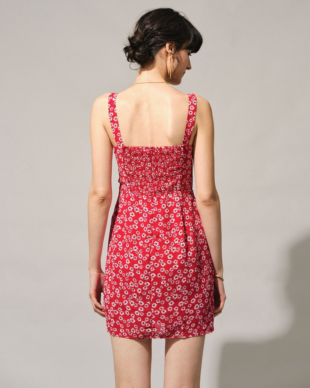 The Red Sweetheart Neck Floral Slip Mini Dress sold by rihoas product image thumbnail 5