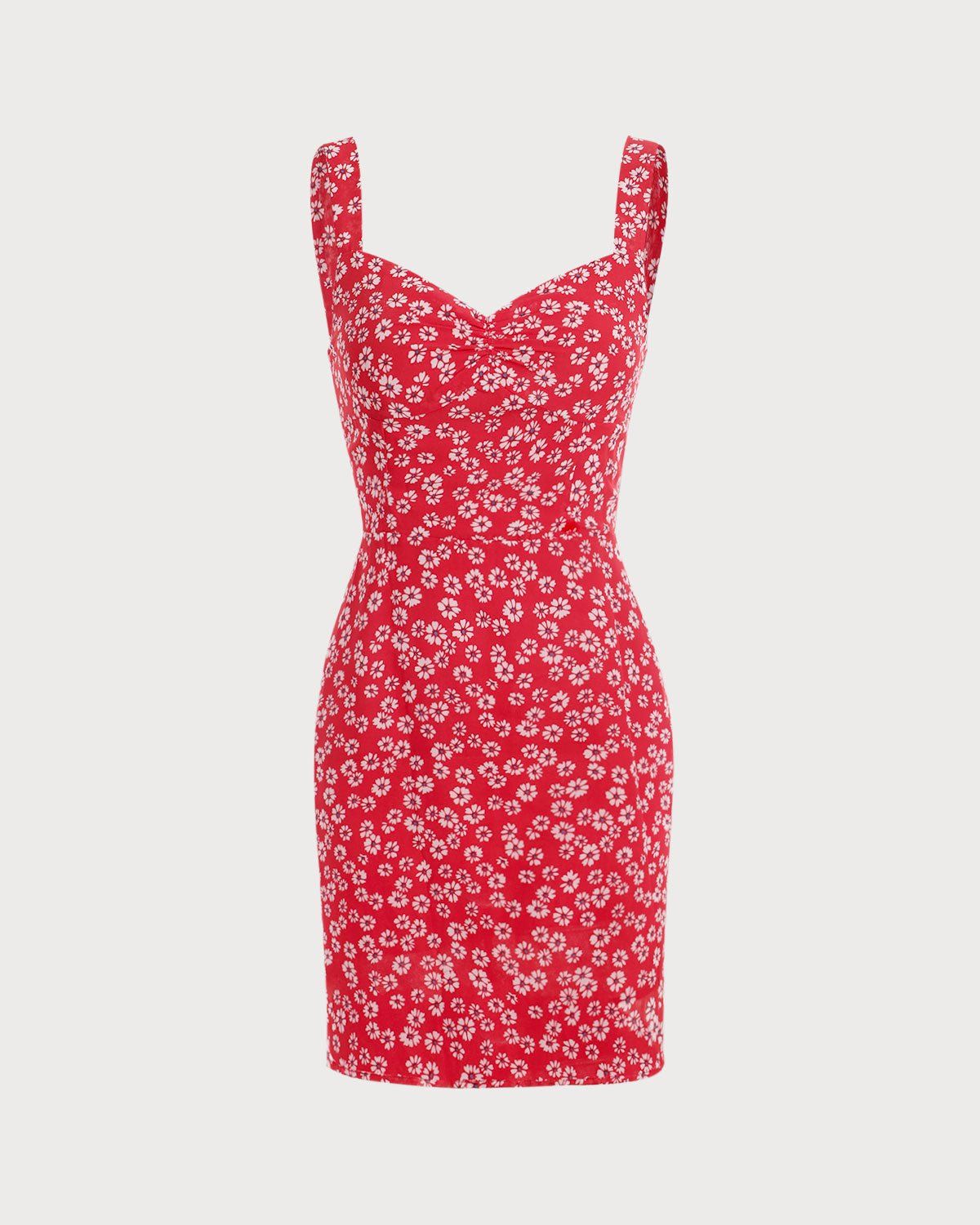 The Red Sweetheart Neck Floral Slip Mini Dress sold by rihoas product image thumbnail 6