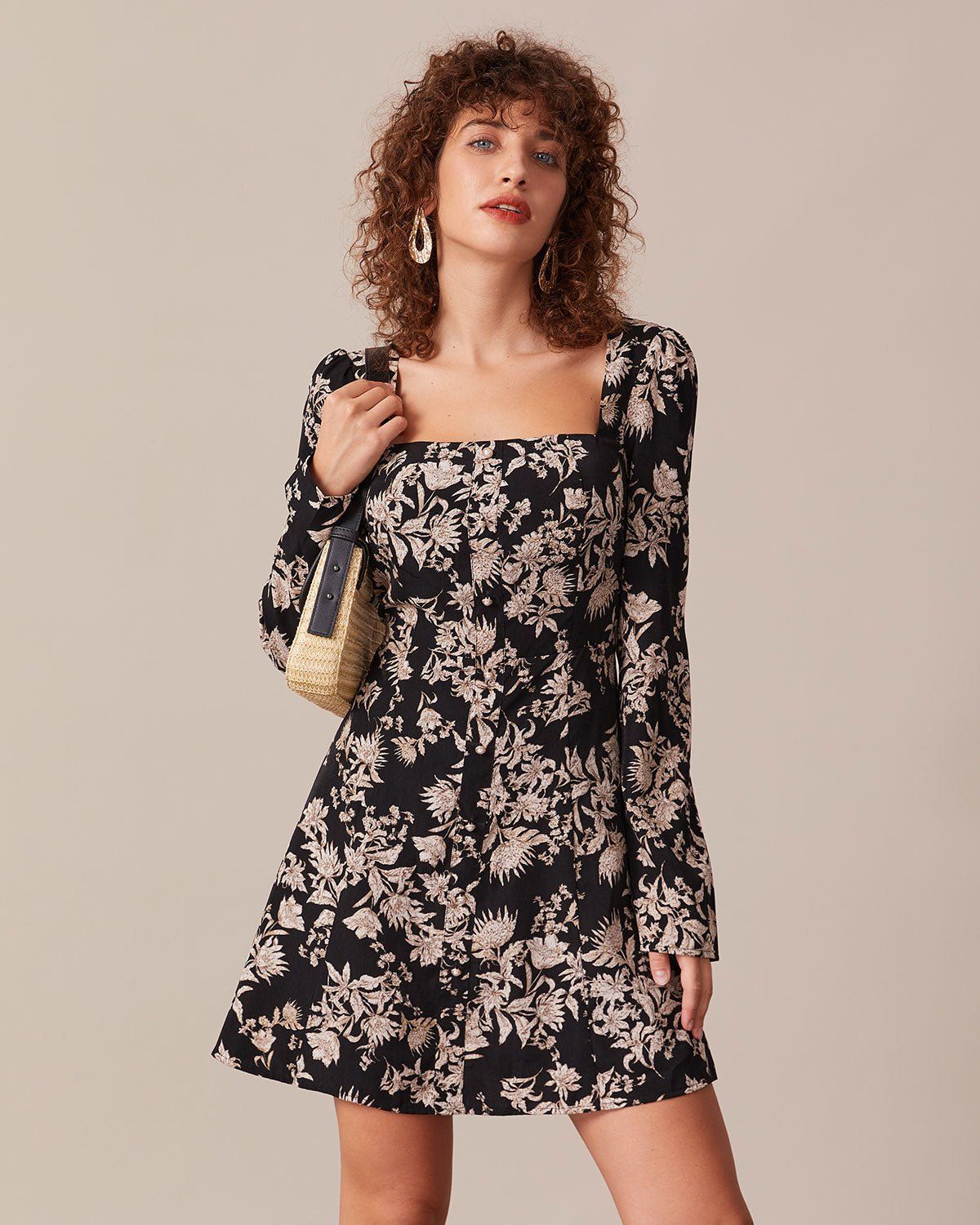 The Black Square Neck Cutout Mini Dress sold by rihoas