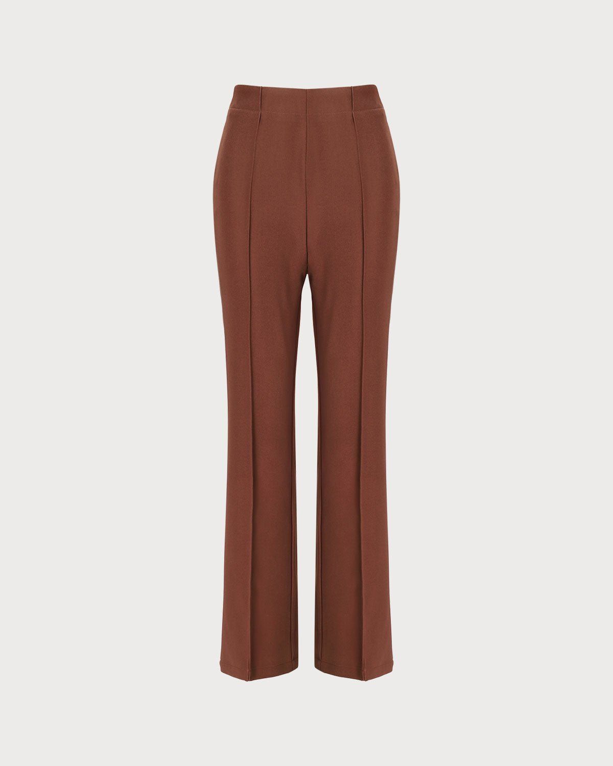 The Brick Red High Waisted Pleated Flare Pants sold by rihoas product image thumbnail 5