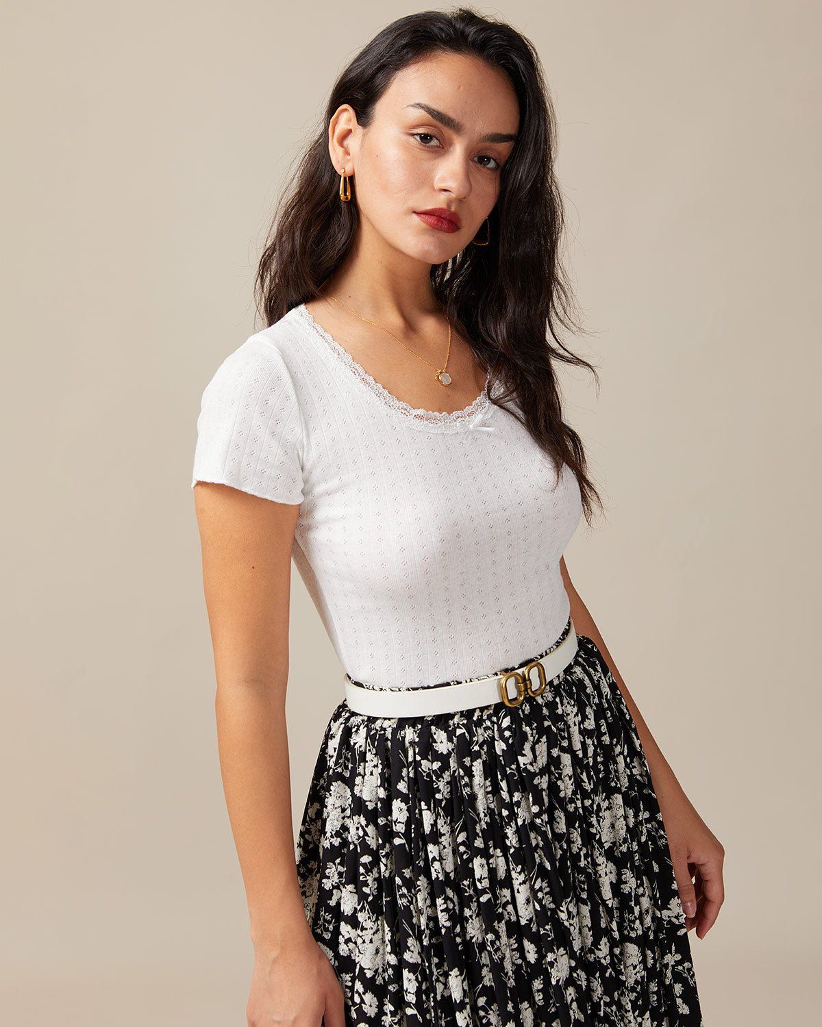 The Elastic Waist Floral Pleated Midi Skirt sold by rihoas product image thumbnail 7