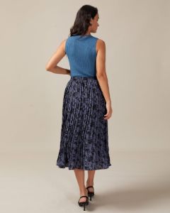 The Elastic Waist Floral Pleated Midi Skirt sold by rihoas