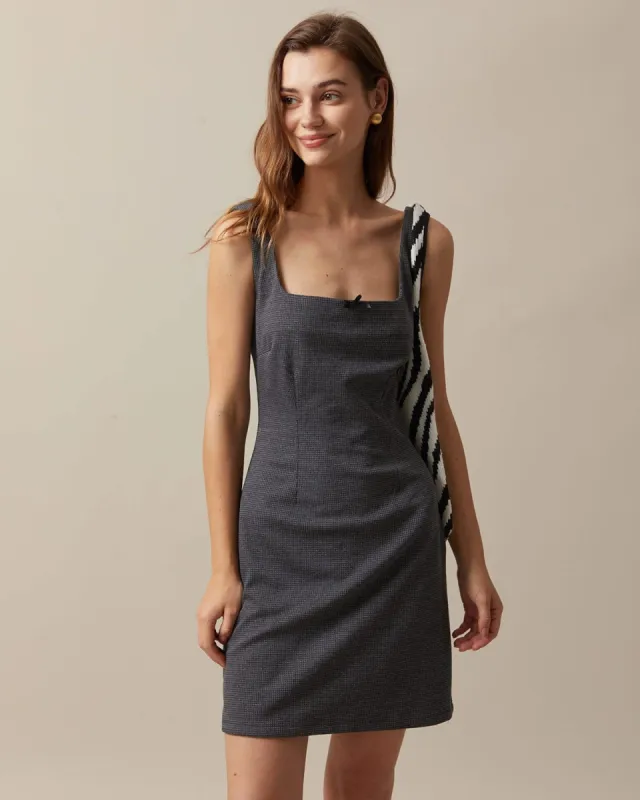 The Black Square Neck Sleeveless Mini Dress sold by rihoas