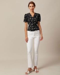 The Black V Neck Floral Tie Back Shirt sold by rihoas