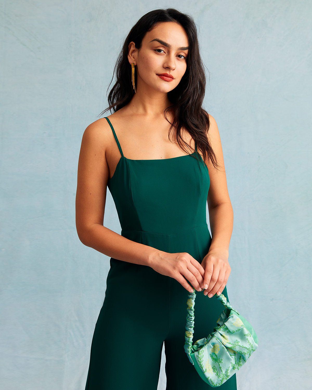 The Green Sleeveless Sheer Backless Jumpsuit sold by rihoas product image thumbnail 4