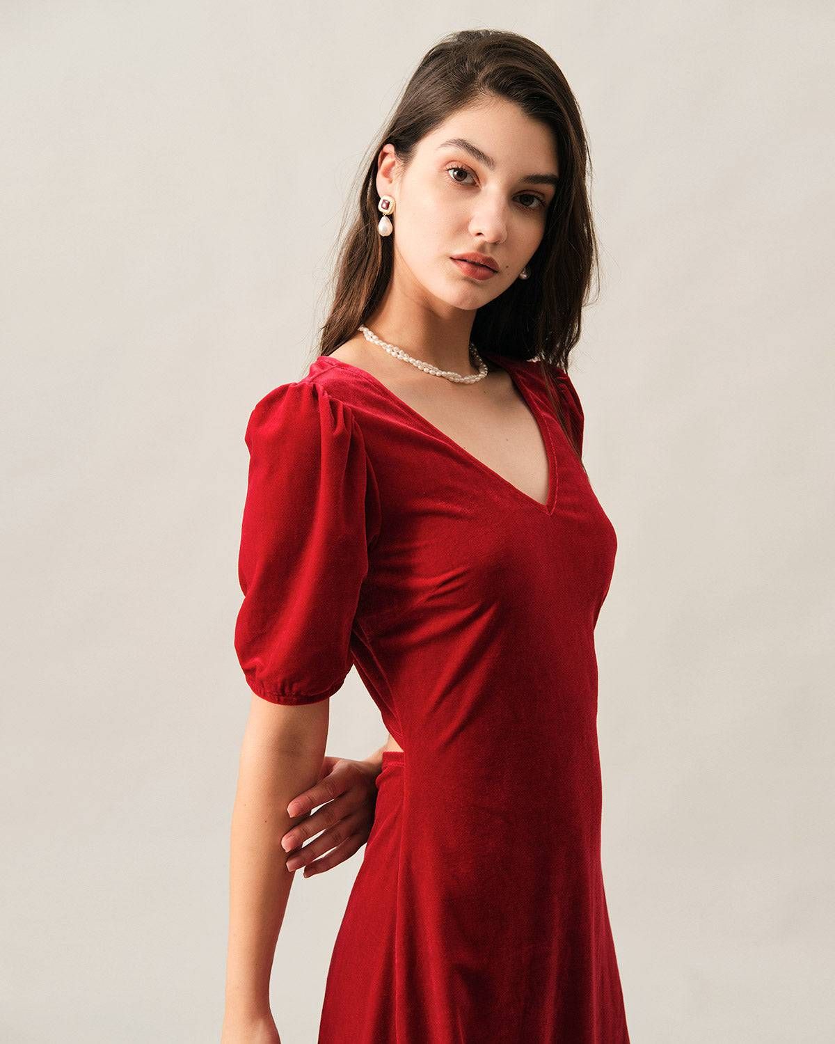 The Velvet Backless Puff Sleeve Mini Dress sold by rihoas product image thumbnail 3