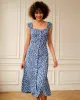The Single-breasted Floral Midi Dress sold by rihoas