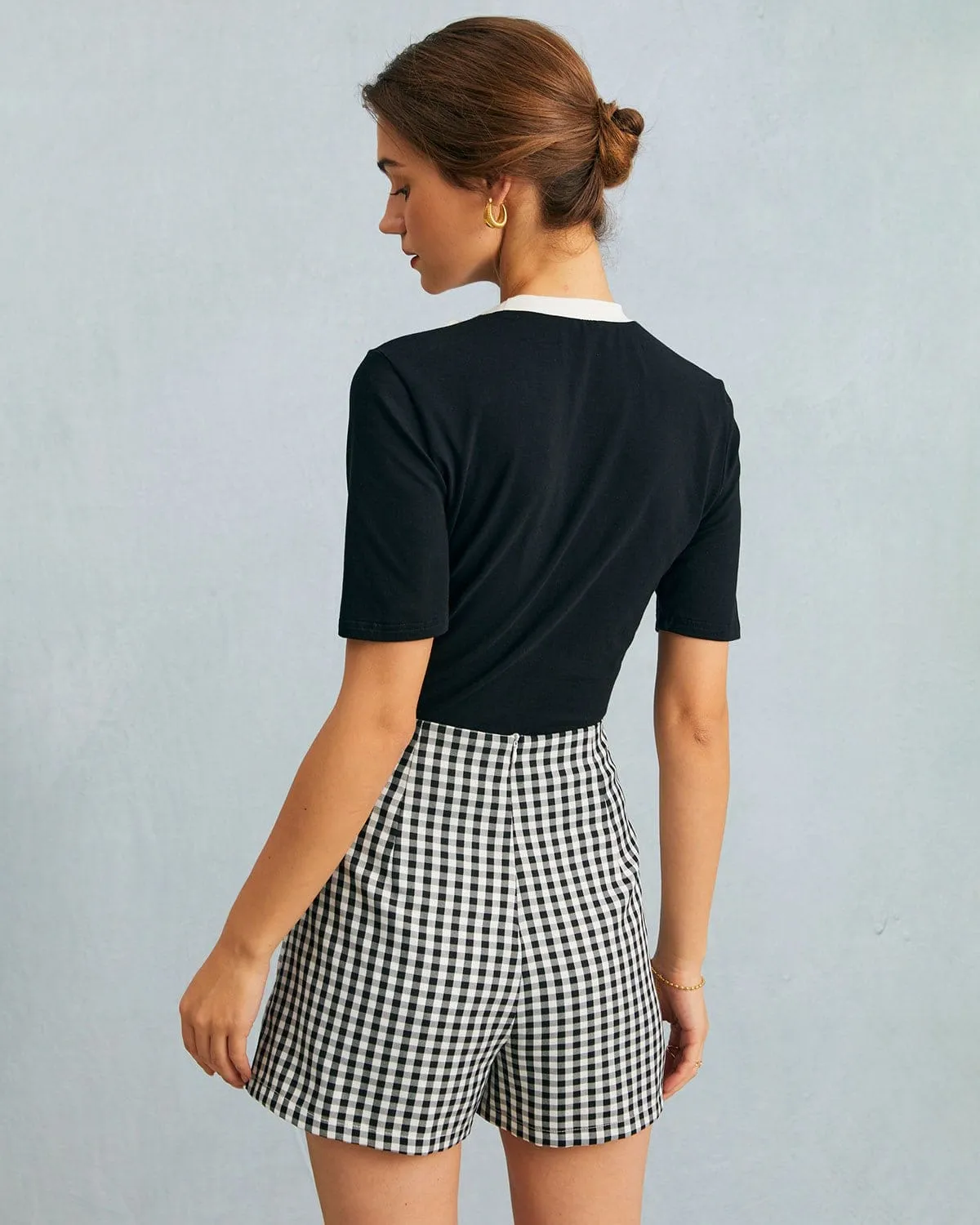 The Black Round Neck Colorblock Bowknot Top sold by rihoas product image thumbnail 5