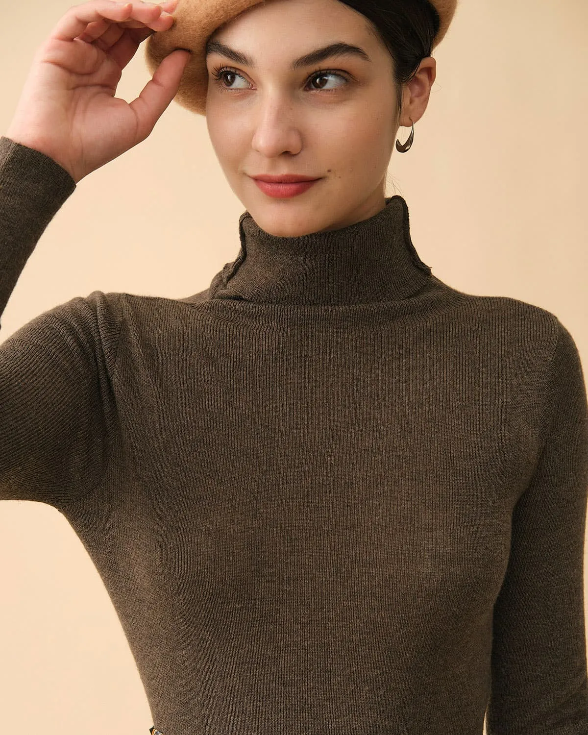 The Solid Turtleneck Ribbed Sweater sold by rihoas product image thumbnail 4